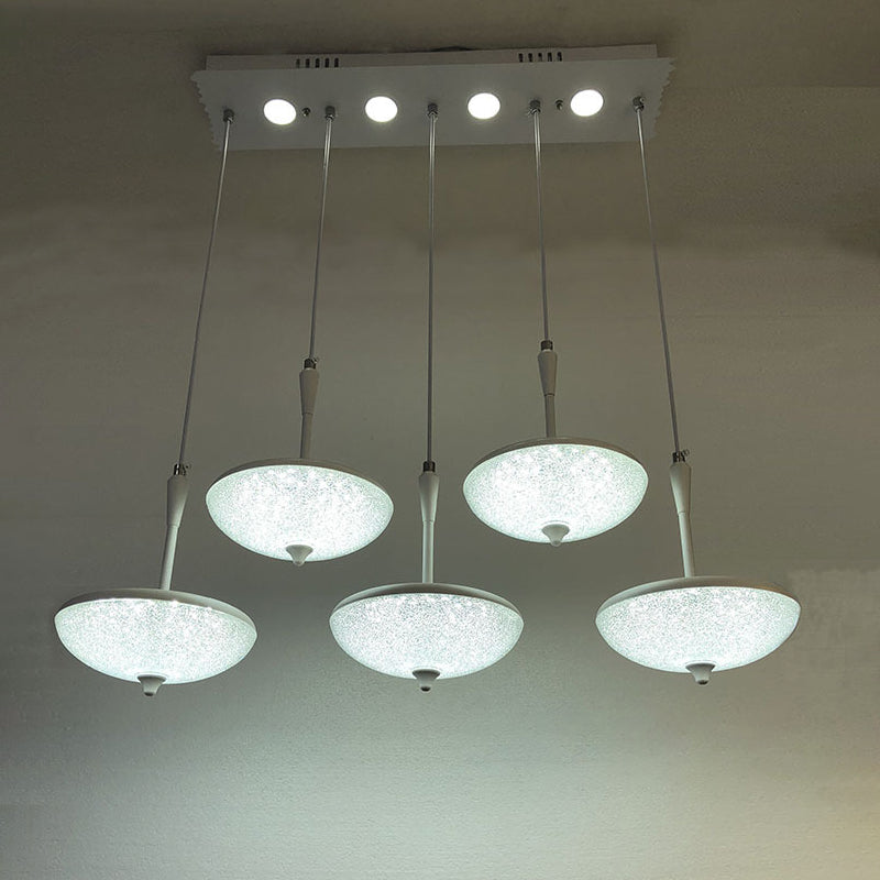 Claire - Umbrella Shade Multi Pendant Light Modern Style Crystal 5 Lights White Hanging For Chen