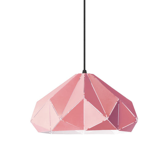 Origami Metal Hanging Pendant Light - Contemporary 1-Light Ceiling Light in Blue/Pink/Yellow