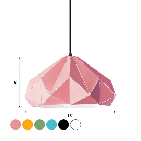 Origami Metal Hanging Pendant Light - Contemporary 1-Light Ceiling Light in Blue/Pink/Yellow