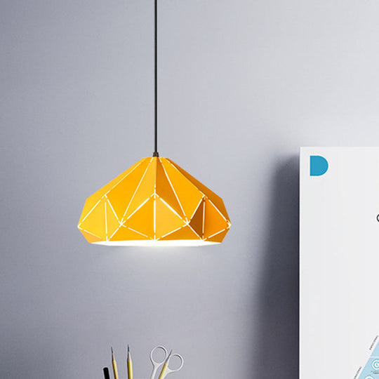 Origami Metal Hanging Pendant Light - Contemporary 1-Light Ceiling Light in Blue/Pink/Yellow
