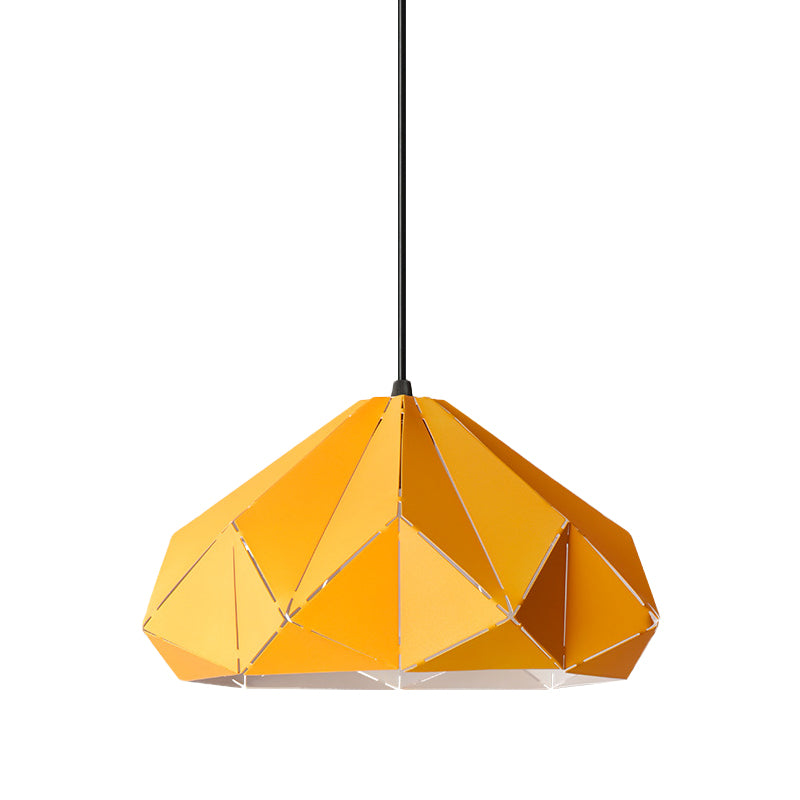 Origami Metal Hanging Pendant Light - Contemporary 1-Light Ceiling Light in Blue/Pink/Yellow
