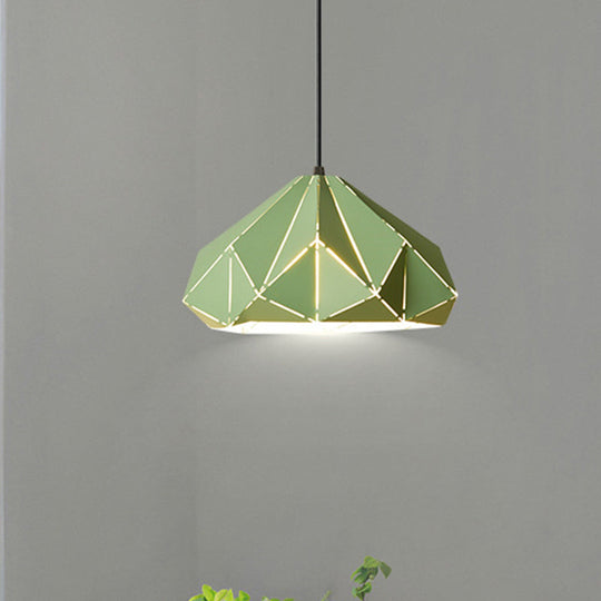Origami Metal Hanging Pendant Light - Contemporary 1-Light Ceiling Light in Blue/Pink/Yellow