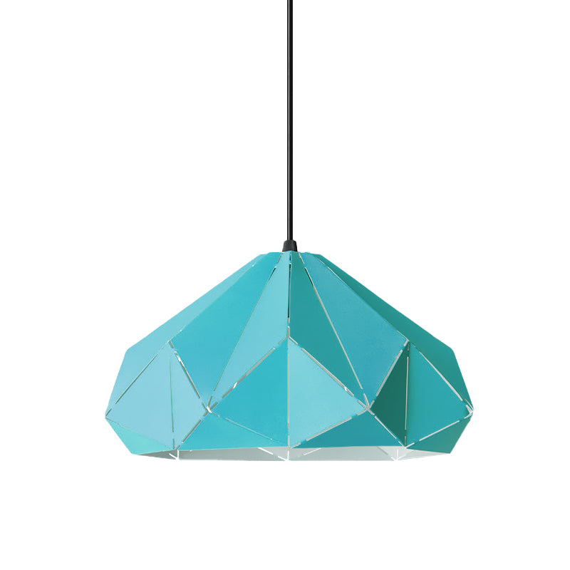 Origami Metal Hanging Pendant Light - Contemporary 1-Light Ceiling Light in Blue/Pink/Yellow