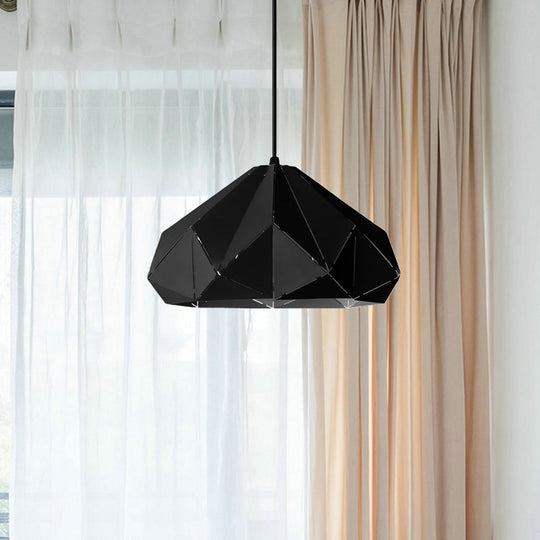 Origami Metal Hanging Pendant Light - Contemporary 1-Light Ceiling Light in Blue/Pink/Yellow