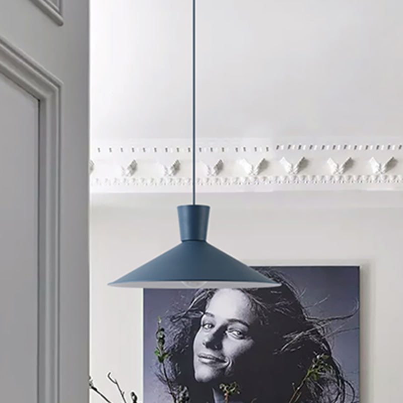 Nordic 1-Light Cone Pendant with Pink/Blue/Grey Down Lighting - Stylish Metal Hanging Light