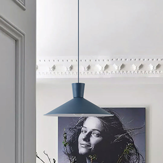Nordic 1-Light Cone Pendant with Pink/Blue/Grey Down Lighting - Stylish Metal Hanging Light