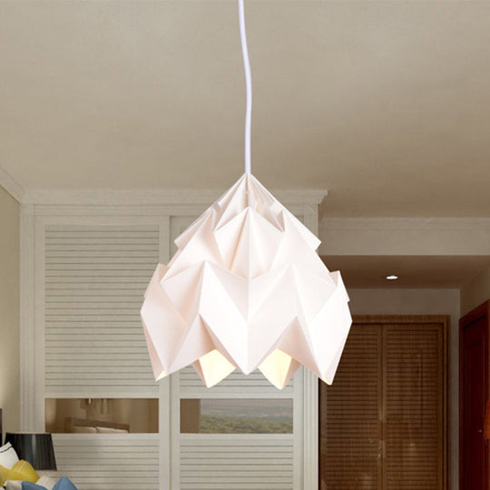 Origami Ceiling Pendant Light Macaron Paper 9.5"/15" Dia 1-Light Hanging Lamp - Pink/White/Green