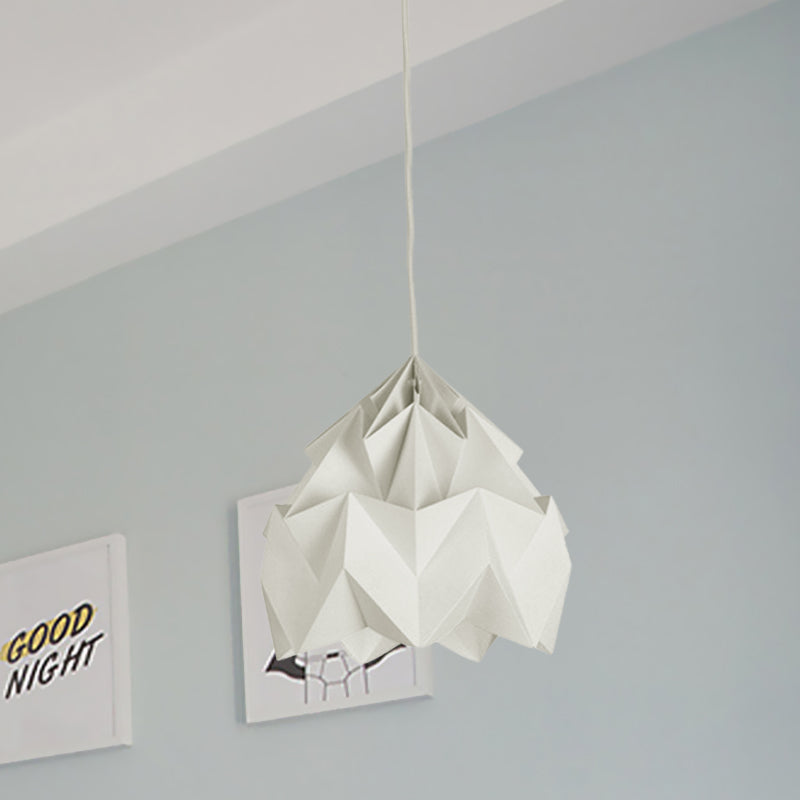 Origami Ceiling Pendant Light Macaron Paper 9.5"/15" Dia 1-Light Hanging Lamp - Pink/White/Green