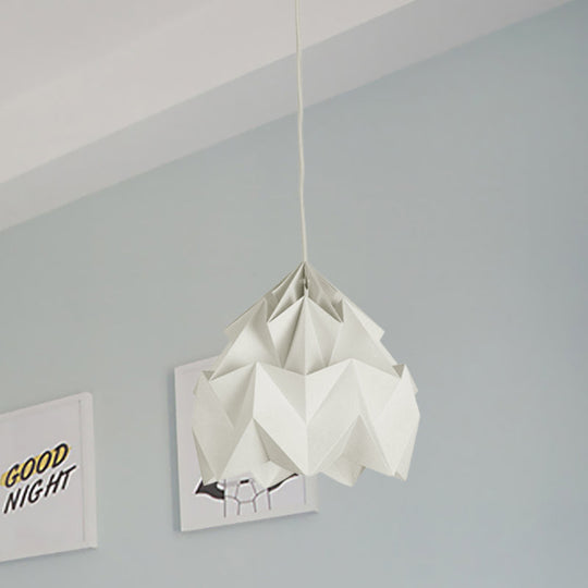 Origami Ceiling Pendant Light Macaron Paper 9.5"/15" Dia 1-Light Hanging Lamp - Pink/White/Green