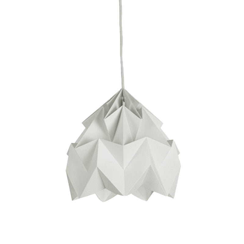 Origami Ceiling Pendant Light Macaron Paper 9.5"/15" Dia 1-Light Hanging Lamp - Pink/White/Green