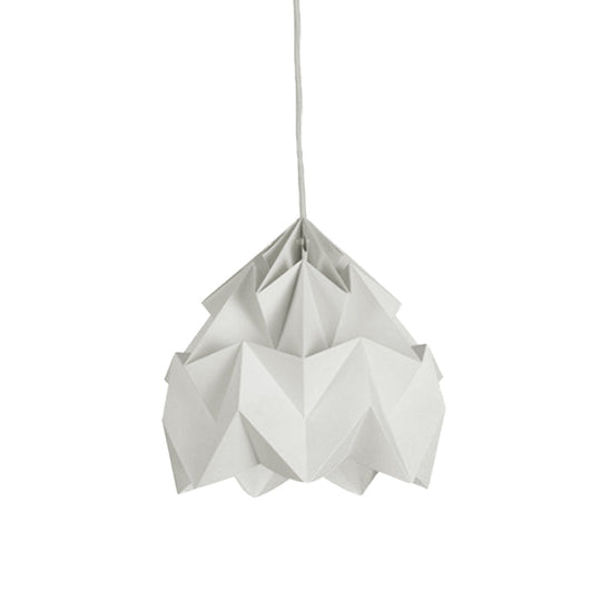 Origami Ceiling Pendant Light Macaron Paper 9.5"/15" Dia 1-Light Hanging Lamp - Pink/White/Green