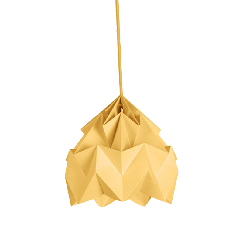 Origami Macaron Paper Ceiling Pendant Light - 9.5 Or 15 Diameter Pink/White/Green 1 Hanging Lamp Kit