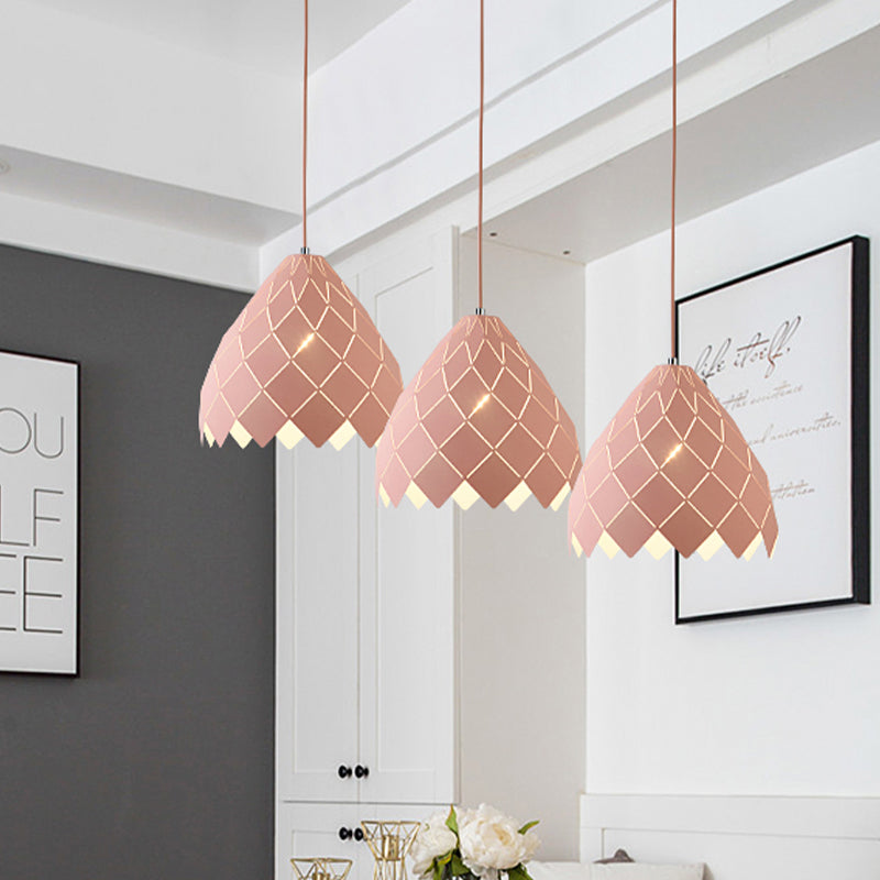 Modern Geometric Splicing Pendant Light - Nordic Metal, 1-Light Pink/Yellow/Green Hanging Fixture