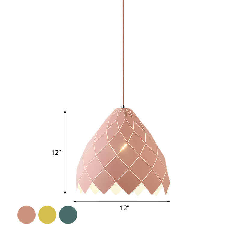 Modern Geometric Splicing Pendant Light - Nordic Metal, 1-Light Pink/Yellow/Green Hanging Fixture
