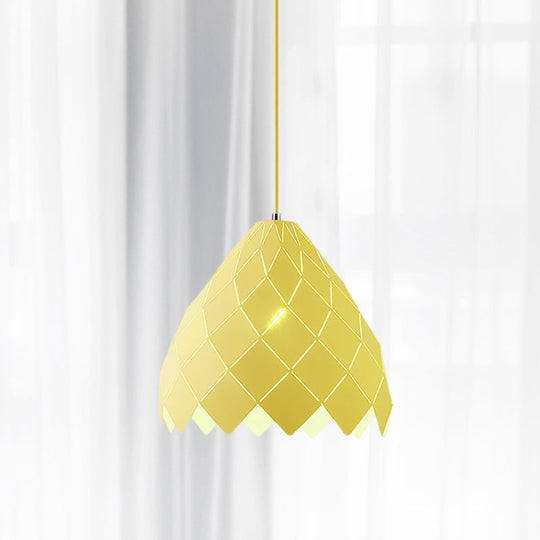 Modern Geometric Splicing Pendant Light - Nordic Metal, 1-Light Pink/Yellow/Green Hanging Fixture
