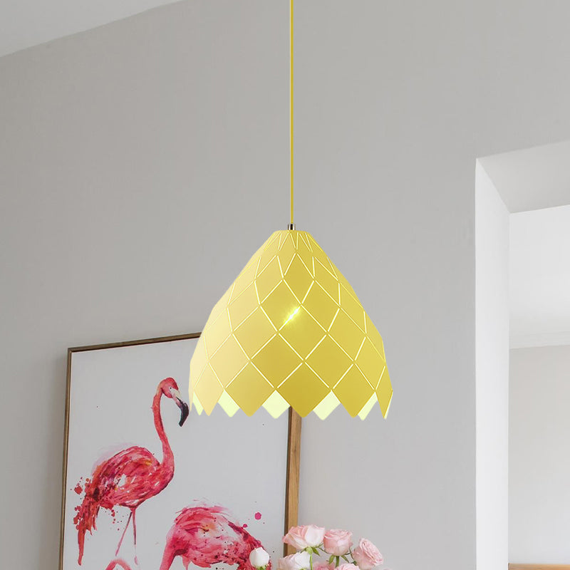 Modern Geometric Splicing Pendant Light - Nordic Metal, 1-Light Pink/Yellow/Green Hanging Fixture