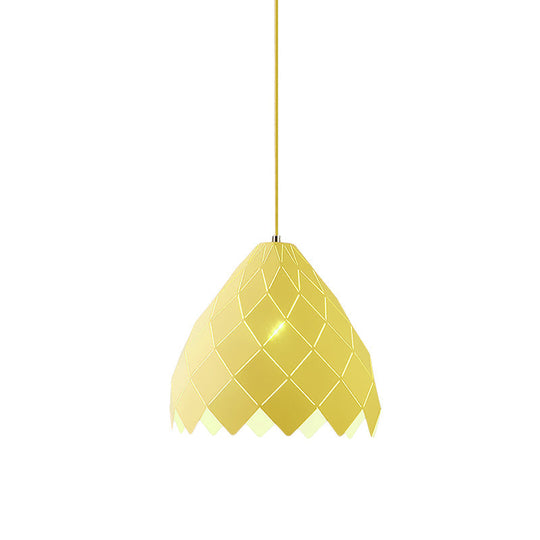 Modern Geometric Splicing Pendant Light - Nordic Metal, 1-Light Pink/Yellow/Green Hanging Fixture
