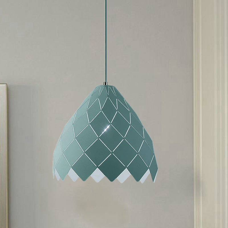 Modern Geometric Splicing Pendant Light - Nordic Metal, 1-Light Pink/Yellow/Green Hanging Fixture