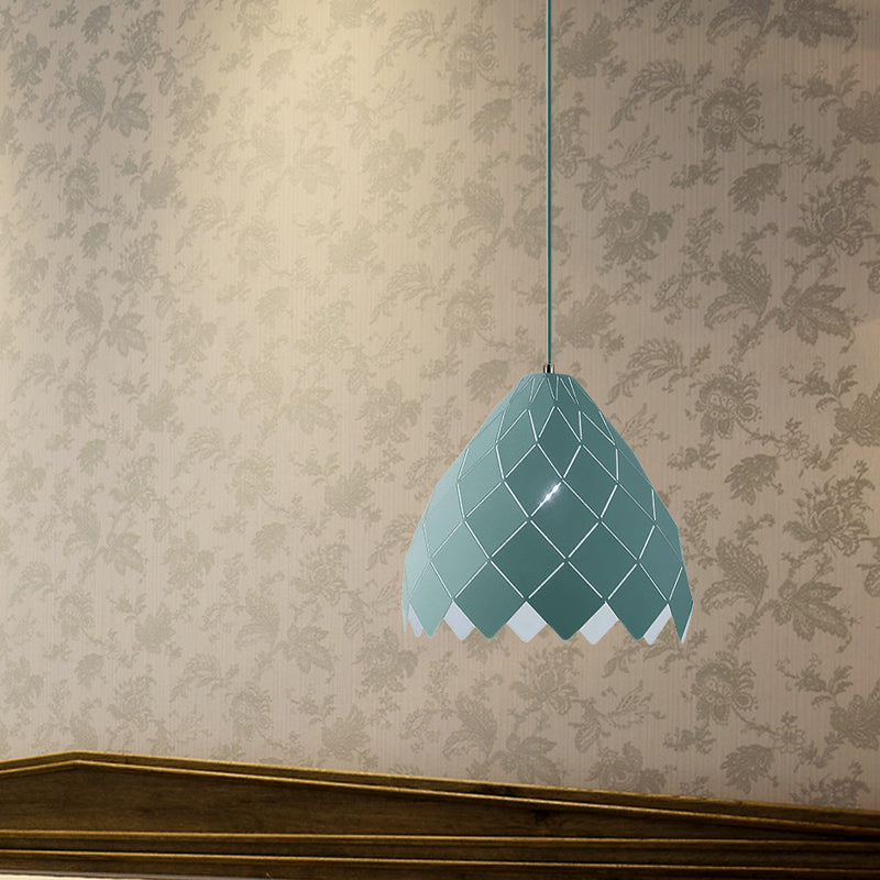 Modern Geometric Splicing Pendant Light - Nordic Metal, 1-Light Pink/Yellow/Green Hanging Fixture