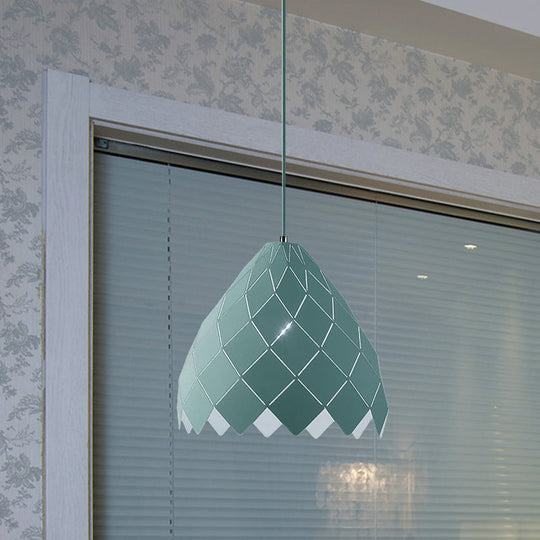 Modern Geometric Splicing Pendant Light - Nordic Metal, 1-Light Pink/Yellow/Green Hanging Fixture