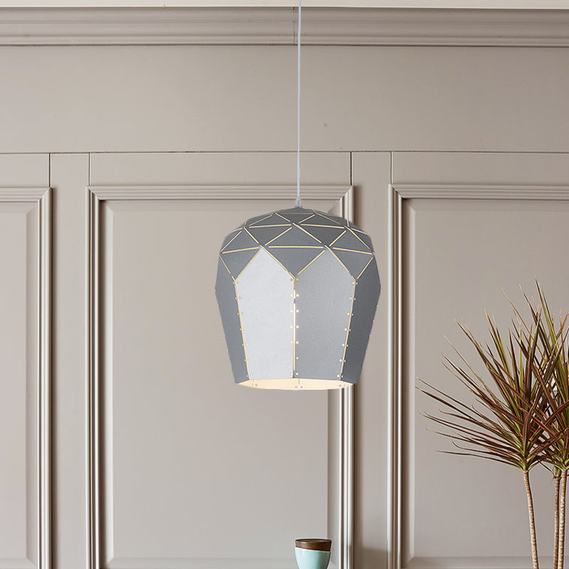 Modern Pink/Grey Wine Glass Pendant Light Fixture – Stylish Metal Hanging Ceiling Light with 1-Light