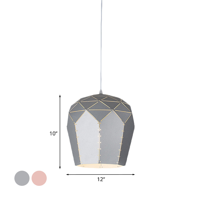 Modern Pink/Grey Wine Glass Pendant Light Fixture - Elegant 1-Light Ceiling Mount