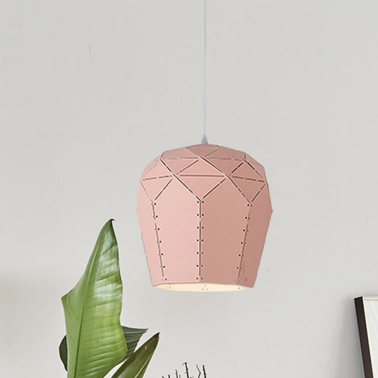 Modern Pink/Grey Wine Glass Pendant Light Fixture – Stylish Metal Hanging Ceiling Light with 1-Light