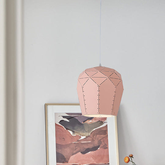 Modern Pink/Grey Wine Glass Pendant Light Fixture – Stylish Metal Hanging Ceiling Light with 1-Light