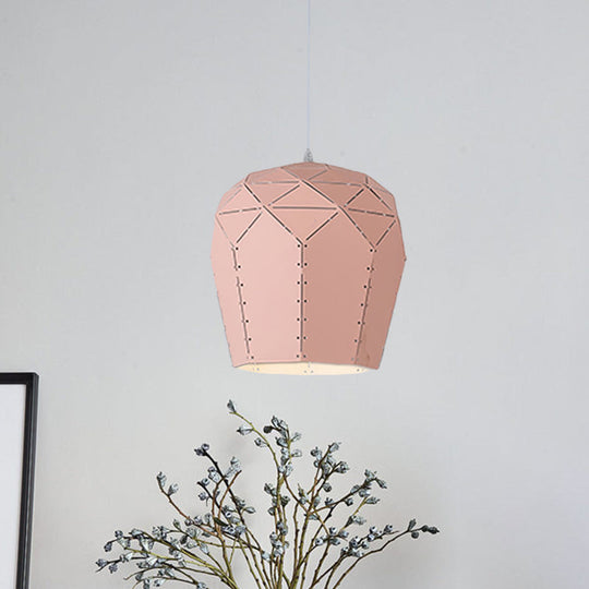 Modern Pink/Grey Wine Glass Pendant Light Fixture – Stylish Metal Hanging Ceiling Light with 1-Light