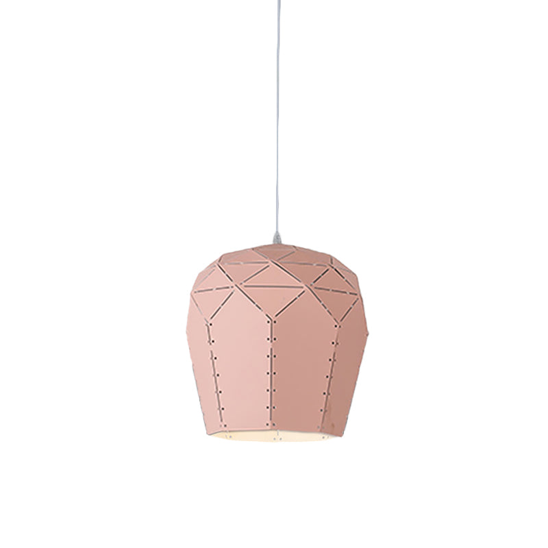 Modern Pink/Grey Wine Glass Pendant Light Fixture – Stylish Metal Hanging Ceiling Light with 1-Light