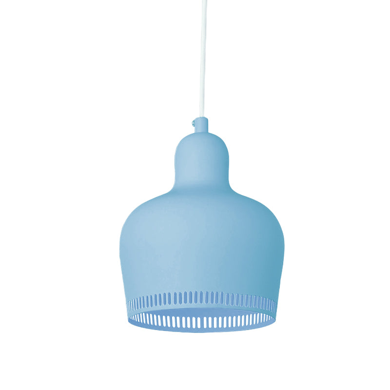 Nordic Metal Drop Suspension Pendant In Pink/Blue/Yellow - 1 Light Hanging Ceiling For Bedroom
