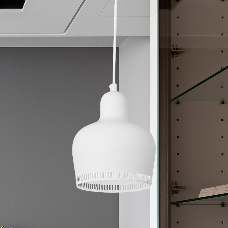 Nordic Metal Bell Drop Pendant Light for Bedroom - 1 Light Pink/Blue/Yellow