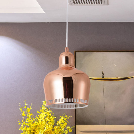 Nordic Metal Drop Suspension Pendant In Pink/Blue/Yellow - 1 Light Hanging Ceiling For Bedroom Rose