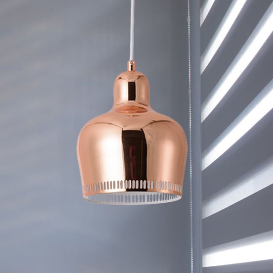 Nordic Metal Bell Drop Pendant Light for Bedroom - 1 Light Pink/Blue/Yellow
