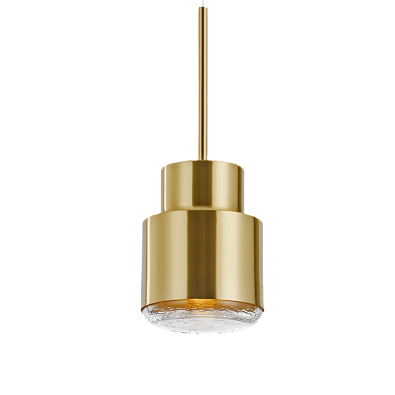 Post Modern Iron 1-Light Cylinder Pendant Ceiling Light in Gold/Bronze for Living Room