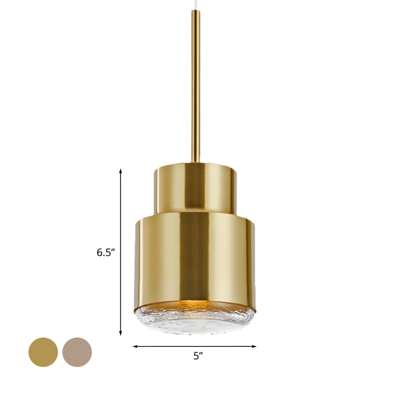 Post Modern Iron 1-Light Cylinder Pendant Ceiling Light in Gold/Bronze for Living Room