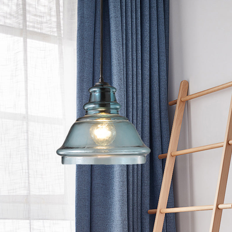 Blue Glass Pendant Light - Wide Masion Jar Globe/Drum Style 16/18/23.5 Inch 1