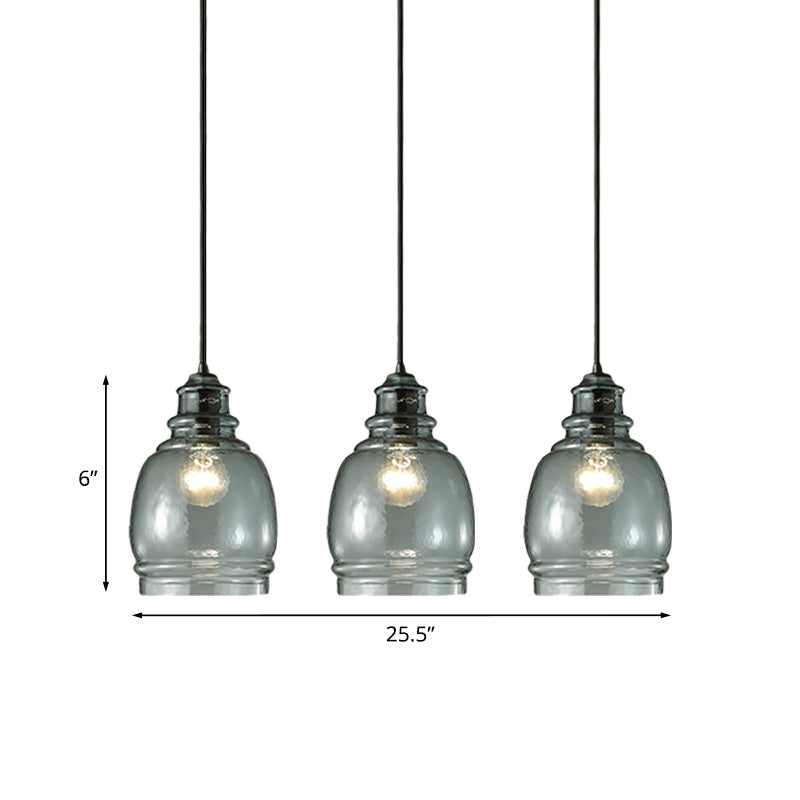 Blue Glass Pendant Light - Wide Masion Jar Globe/Drum Style 16/18/23.5 Inch 1