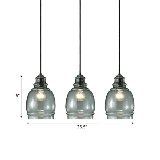 Blue Glass Pendant Light - Wide Masion Jar Globe/Drum Style 16/18/23.5 Inch 1