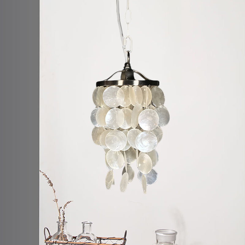 Nordic Shell Wind Chime Pendant Light - Elegant White Ceiling Light for Living Room