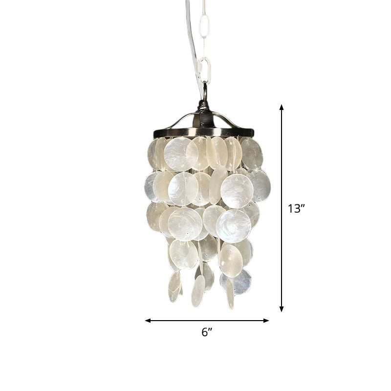 Nordic Shell Wind Chime Pendant Light - Elegant White Ceiling Light for Living Room