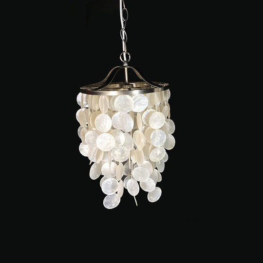 Nordic Shell Wind Chime Pendant Light - Elegant White Hanging Ceiling For Living Room