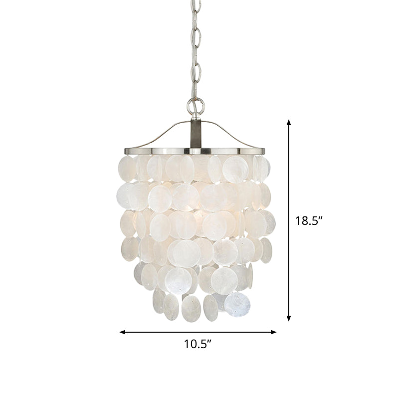 Nordic Shell Wind Chime Pendant Light - Elegant White Ceiling Light for Living Room