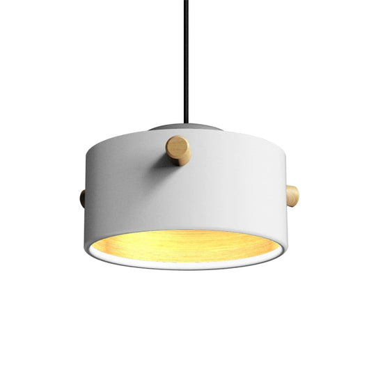 Modern Metal Shade Cylinder Pendant Light Fixture - Green/Pink/White Hanging Lighting