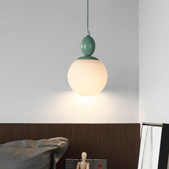 Pendulum Glass Pendant Lighting - Post-Modern 1 Light Hanging Lamp In White With Grey/Blue/Green
