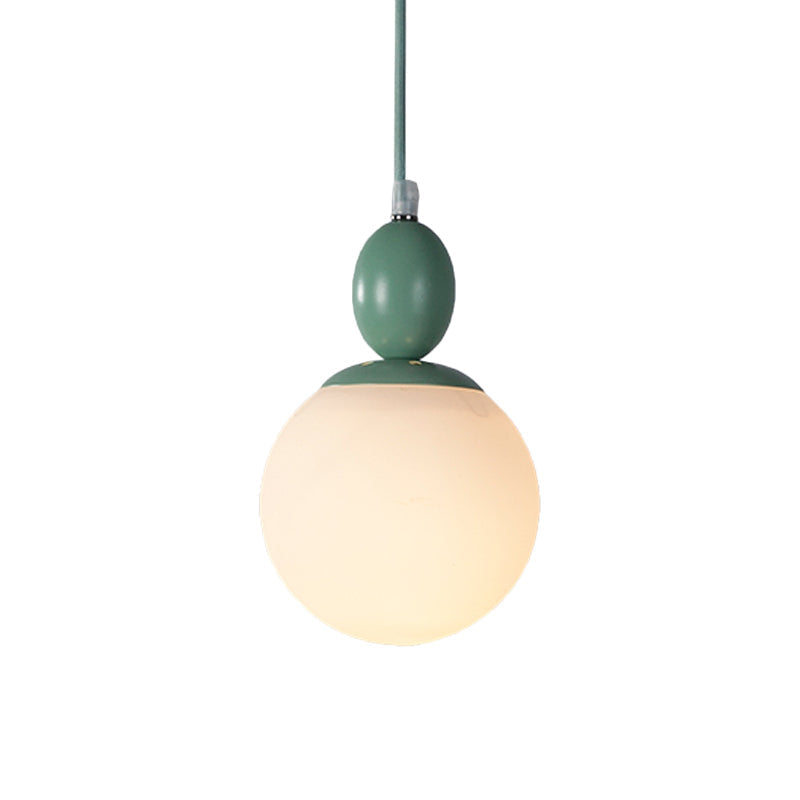 Pendulum Glass Pendant Lighting - Post-Modern 1 Light Hanging Lamp In White With Grey/Blue/Green