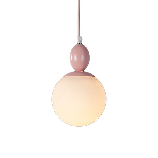 Pendulum Glass Pendant Lighting - Post-Modern 1 Light Hanging Lamp In White With Grey/Blue/Green