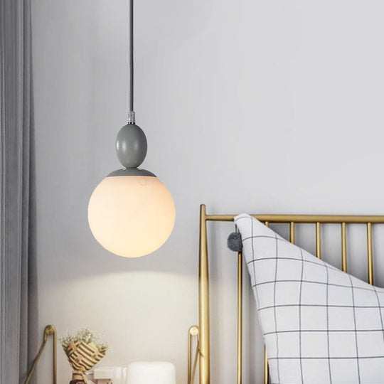 Pendulum White Glass Pendant Light: Post-Modern 1-Light Grey/Blue/Green Hanging Lamp