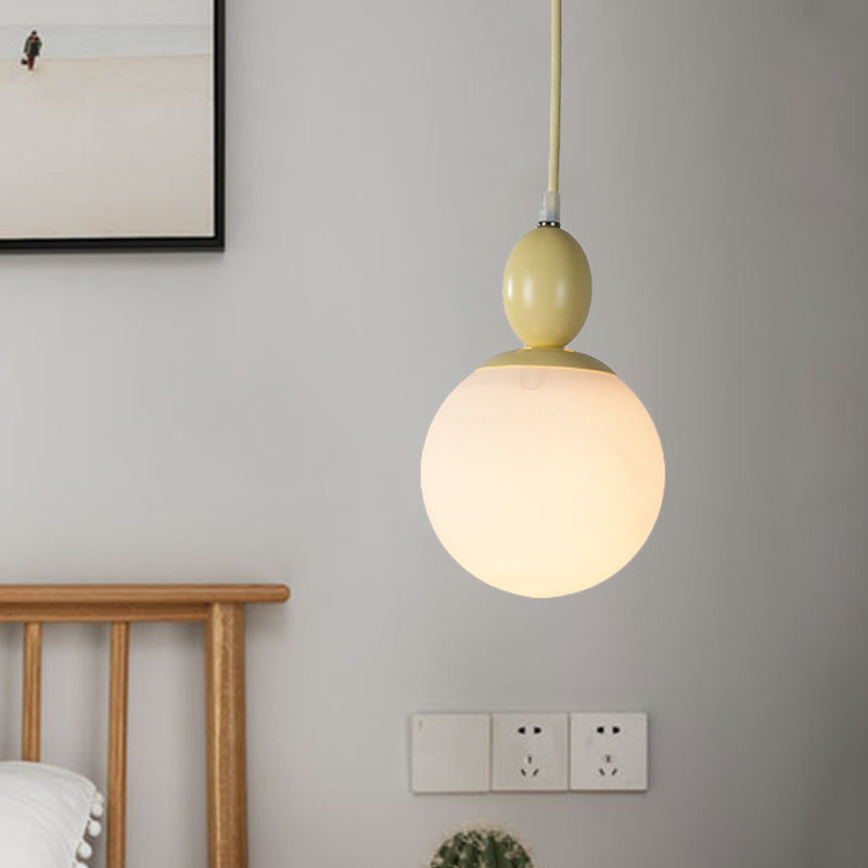 Pendulum Glass Pendant Lighting - Post-Modern 1 Light Hanging Lamp In White With Grey/Blue/Green
