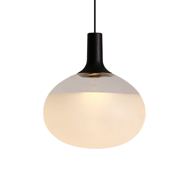 Modernist White/Grey/Amber Glass Pendant Lamp With Led Light Fixture: Elegant Elliptical Design In